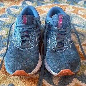 Blue and Pink Mizuno Athletic Shoes